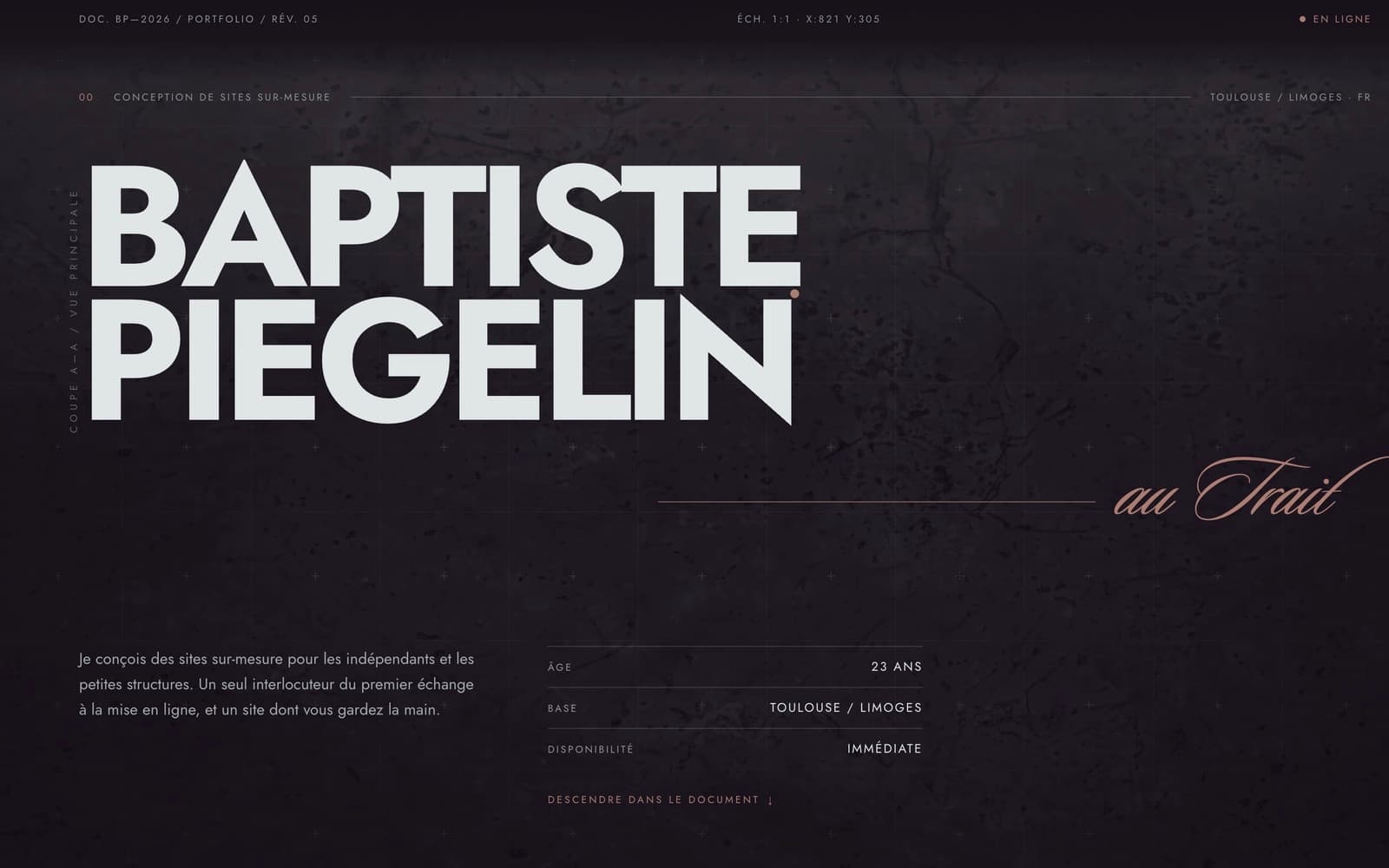 En-tête de ce site : titre en grandes capitales et cartouche d'informations.